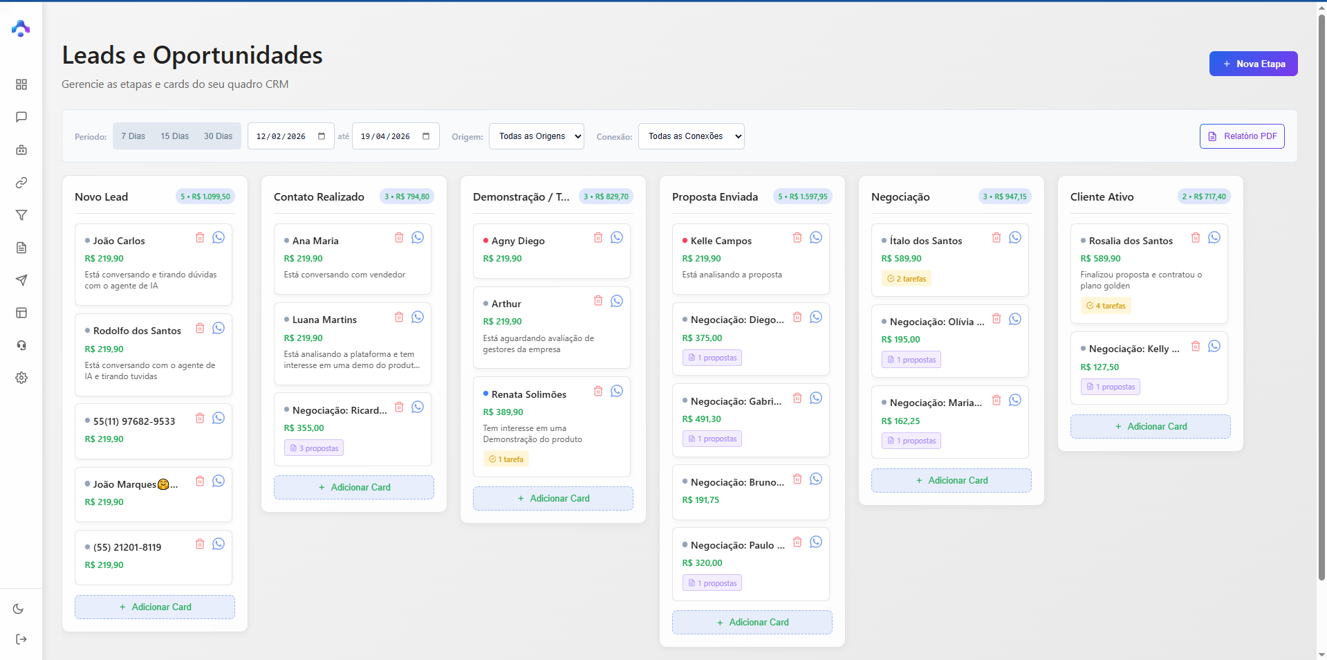 CRM da plataforma
